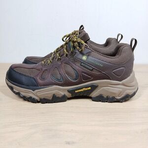 Skechers John Deere Shoes Men's 10 Brown Waterproof Hiking Memory Foam Goodyear